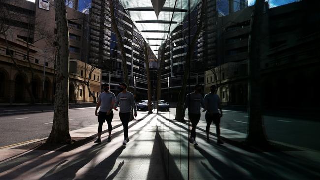 Pedestrians on a usually bustling section of Crows Nest in Sydney. Picture: Lisa Maree Williams/Getty Images