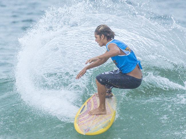 Early Saturday heats of The Burleigh Heads Boardriders Single Fin Festival. Picture: Glenn Campbell