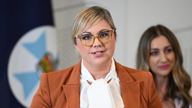 BRISBANE, AUSTRALIA - NewsWire Photos - FEBRUARY 12, 2025.Ms. April Freeman KC speaks during a press conference to announce a newly formed Expert Legal Panel, aimed at providing advice on the next stages of reform to Queenslandâs Youth Justice Act, relevant to Adult Crime, Adult Time.  Picture: Dan Peled / NewsWire