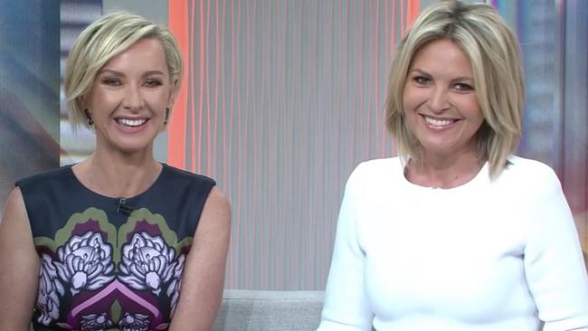 Deborah Knight and co-host Georgie Gardner on the Today show.