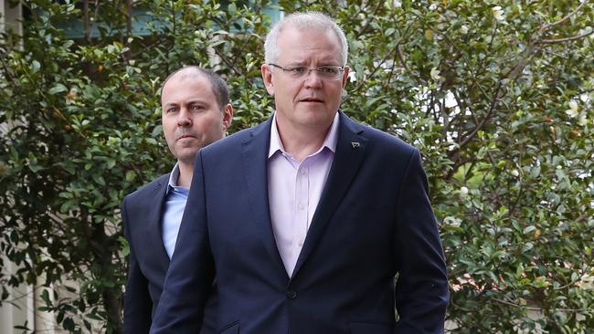 Prime Minister Scott Morrison and Treasurer Josh Frydenberg. Picture: David Swift.