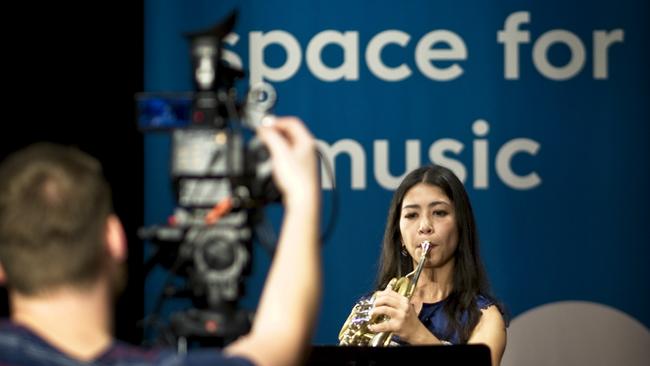 The Adelaide Symphony Orchestra's Emma Gregan performing for the Virtual Concert Hall