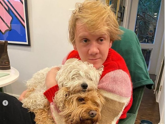 Josh Thomas with his dogs Bilby and John. Picture: Supplied