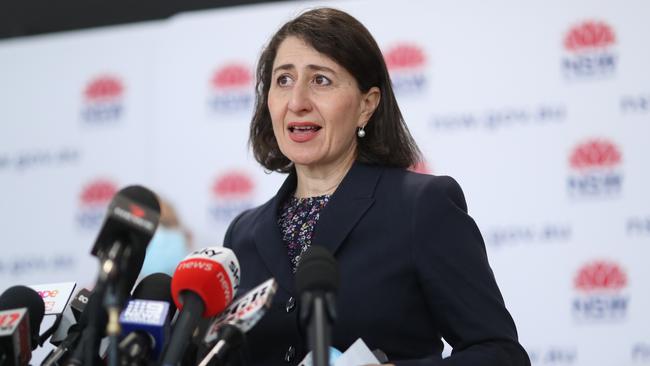 NSW Premier Gladys Berejiklian provides an update on COVID-19. Picture: NCA NewsWire / Christian Gilles