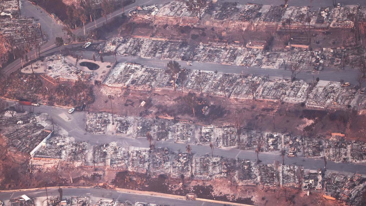 Destroyed homes are seen in Pacific Palisades. Picture: Getty Images via AFP