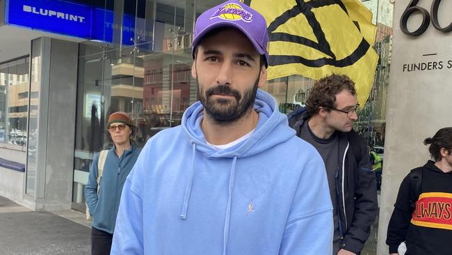 Bluprint cafe owner Frankie Marafioti outside his Flinders St business.