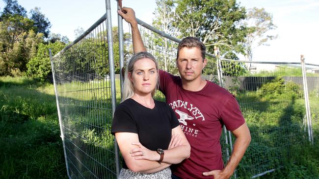 Annie and Raf Solomon at their still vacant block of land. Picture: Steve Pohlner