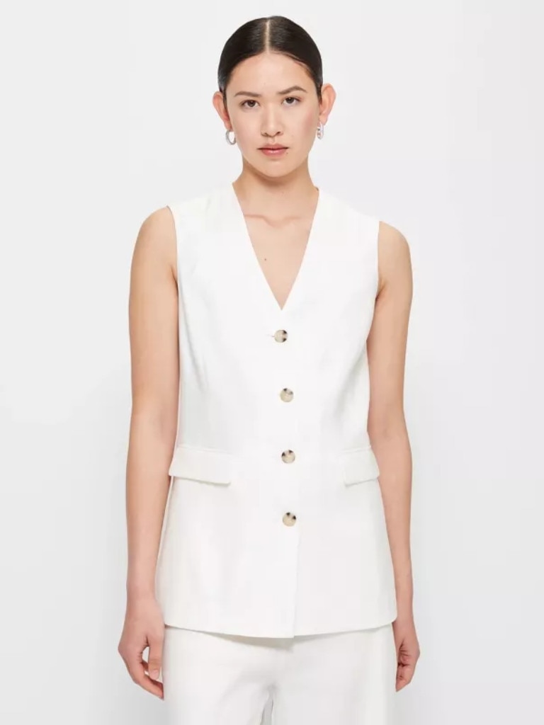 European Linen Blend Tailored Longline Vest. Picture: Target.