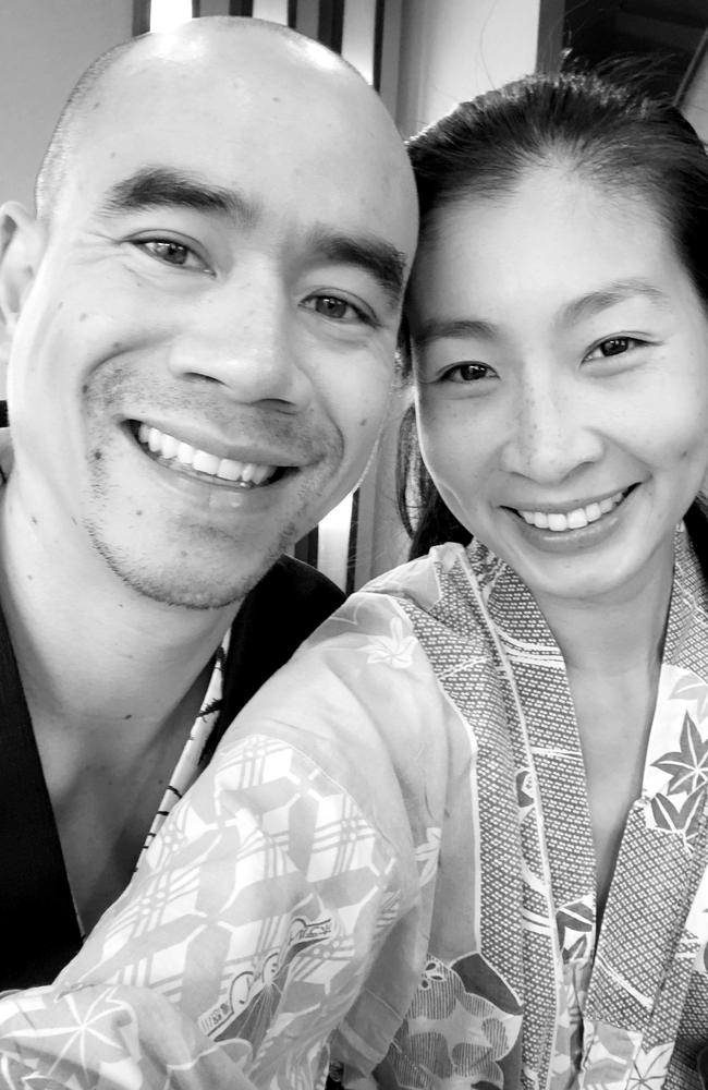 Lia (pictured with her husband) said moving to Japan can be romanticised. Picture: Supplied