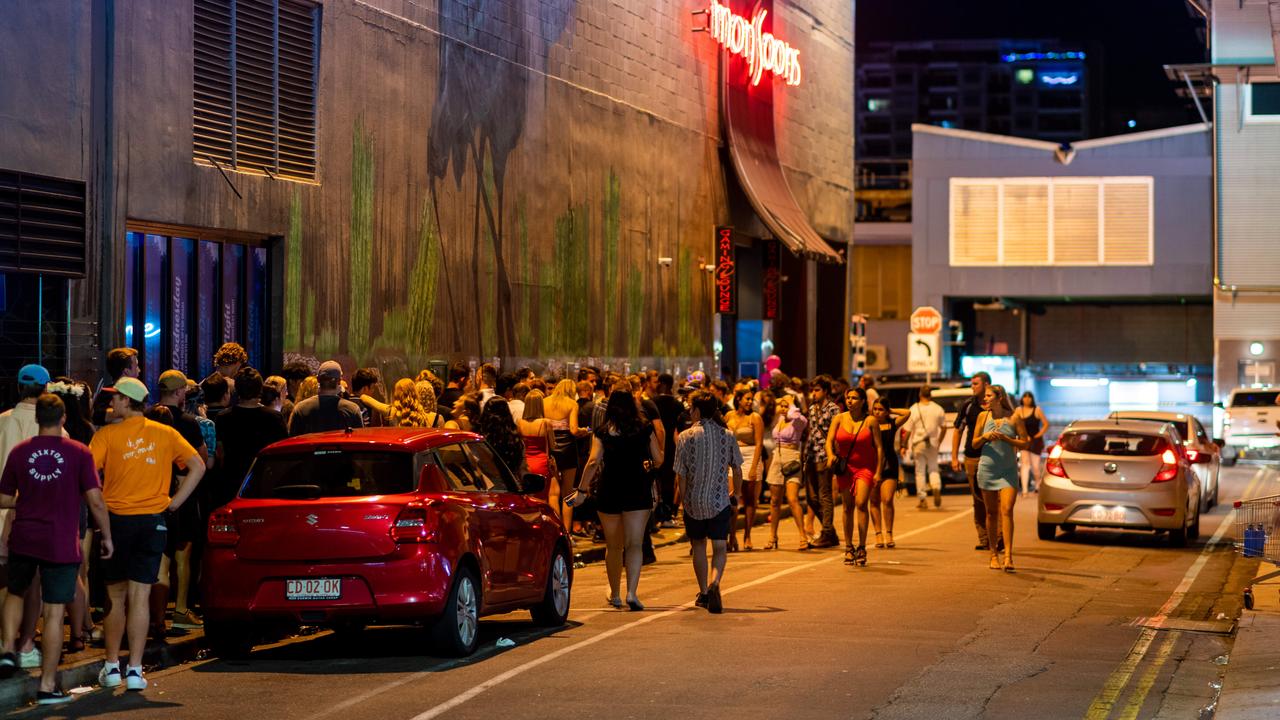 Mitchell St in Darwin was abuzz to celebrate the end of 2020. Picture: Che Chorley