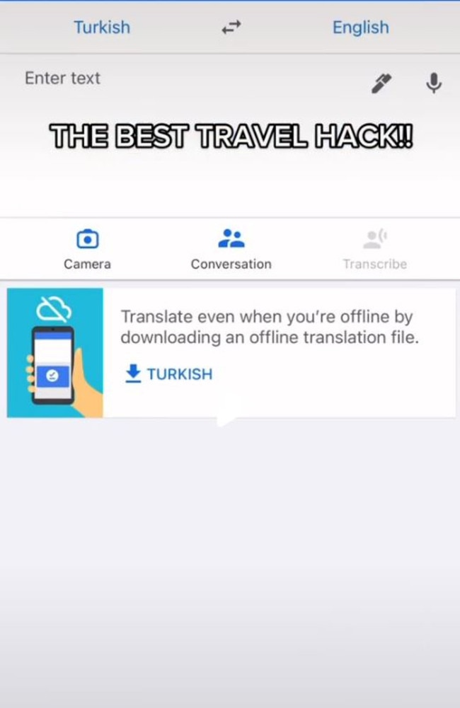 The Brit was holidaying in Turkey when she discovered the camera symbol on the app while at a restaurant. Picture: TikTok/itsgnochgnoch