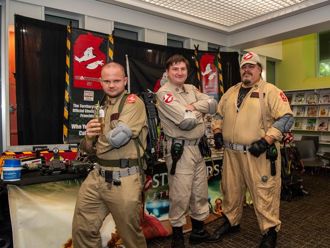 Dixion, Read and Sturdy Ghost Busters at the City of Darwin Geektacular event, 2024. Picture: Pema Tamang Pakhrin