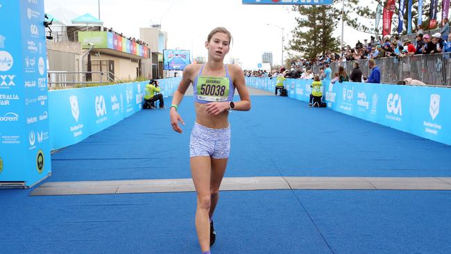 Gold Coast Marathon 2023 4km junior dash 3rd place getter SAVANNAH BUSH 1 July 2023 Southport Picture by Richard Gosling
