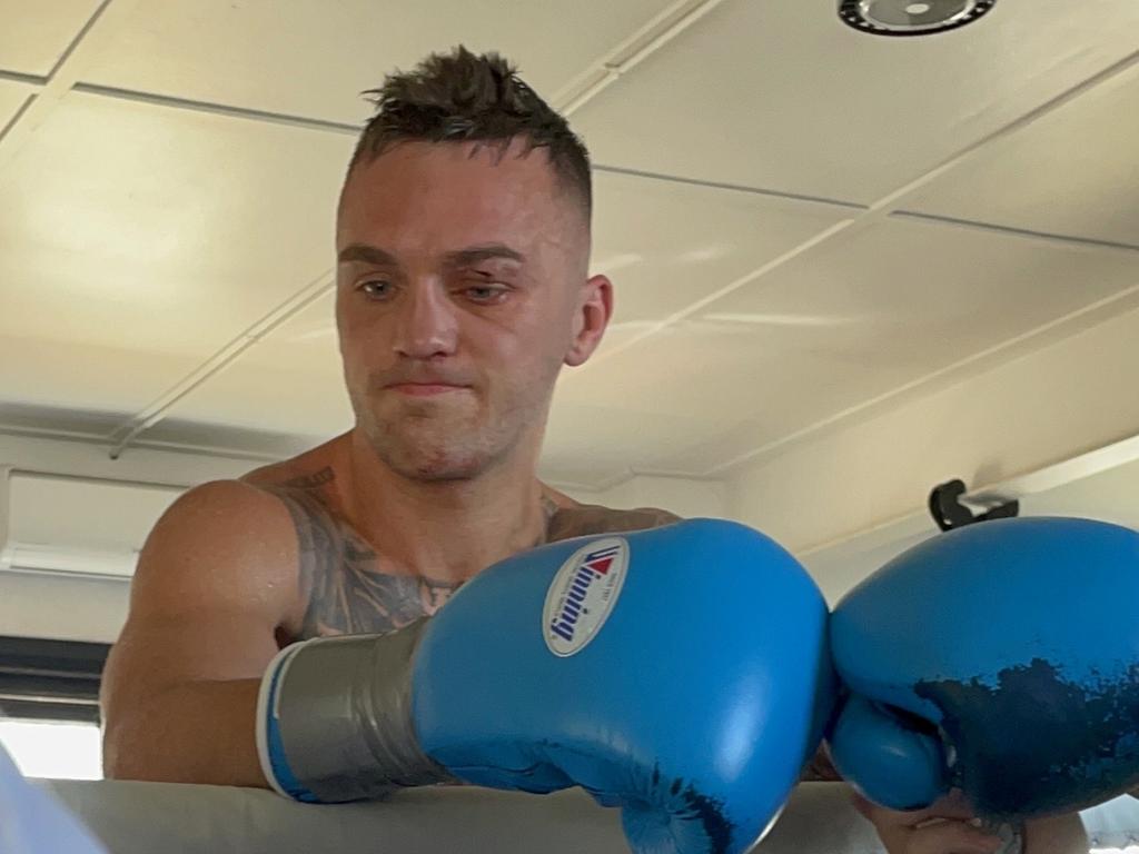 Goodman moments after the first cut that ruined his chances of fighting Inoue. Photo: Brendan Bradford
