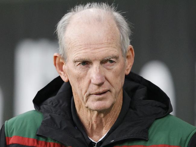 SYDNEY, AUSTRALIA - JULY 18: Wayne Bennett, Coach of Souths, looks on before the round 10 NRL match between the South Sydney Rabbitohs and the Newcastle Knights at Bankwest Stadium on July 18, 2020 in Sydney, Australia. (Photo by Mark Evans/Getty Images)