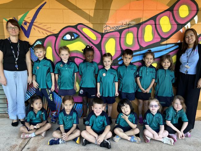 29/07/2024 - Woodroffe Primary School. Transition G2Back row: Mrs Grogg, Luka Prsa, Madison Johnston, Laetitia Yungu, Lilah Condon, Leon Johnson, Alice Jennings, Avah Galvin, Mrs SmithFont Row: Jaz Alimboyong, Willow Rata, (name withheld/student), Tzu-Zhen Loh, Violet Robertson, Abigail. Picture: R Jenner