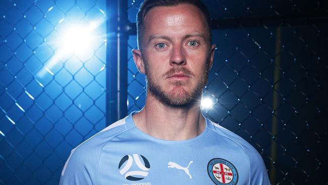 Melbourne City captain Scott Jamieson at the A-League’s 2019-20 season launch. Picture: Matt King/Getty Images