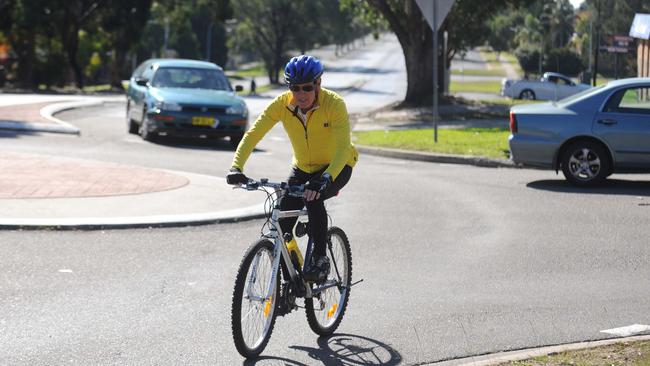 Cyclist Bill Peters on the road wants Campbelltown Council to better mark space for cyclists. Roads are currently dangerous.