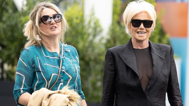 Alyce Platt and Deborra-Lee Furness arrive for the women’s final. Picture: Tennis Australia/ Fiona Hamilton