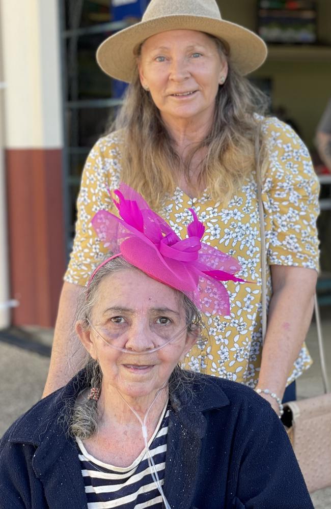 Barbara Pascoe and Christine Stolzenberg at the Gympie Races on June 15, 2024.