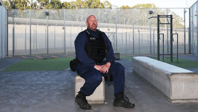 SOG senior assistant Superintendent Ken Southern inside the facility during the covert drug raid at Shortland Maximum Security Correctional Complex, Cessnock, on December 12. Picture: Peter Lorimer.