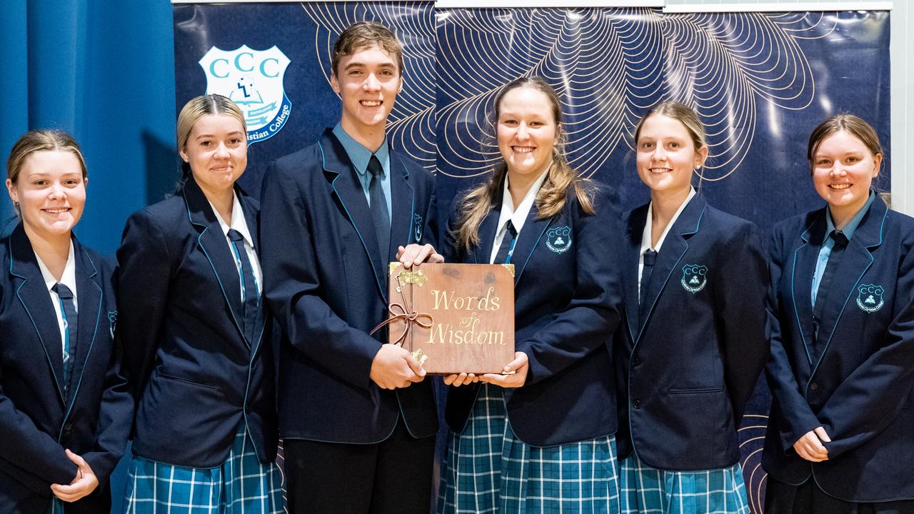 Cooloola Christian College 2023 school captains. Left to right: Emily Morgan, Aimme Parker, Oliver Hooper, Lily Mallet, Jenna Williams, Hannah Shelley. Absent: Rachel Davies