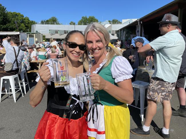 Michelle Taylor and Alli Kemp at the 2024 Yarra Valley Oktoberfest. Picture: Himangi Singh.