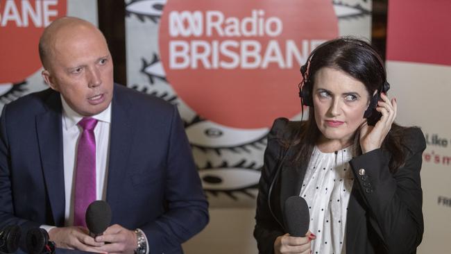 Peter Dutton and ALP opponent Ali France in the ABC studio. Picture: AAP