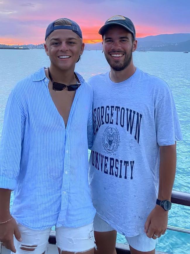 Jesse Baird, right, and Corey-Dean Thorpe near Airlie Beach, Queensland. Picture: Instagram