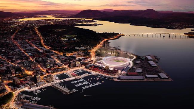 Designs of what Hobart's new AFL stadium at Macquarie Point could look like. Images supplied by AFL