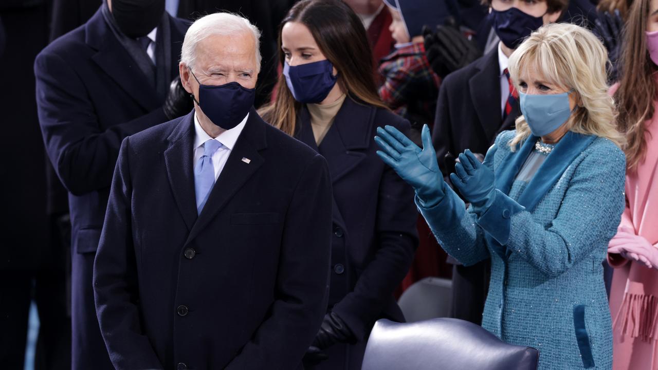 Joe Biden and wife Jill Biden are seen at the inauguration ceremony. Picture: Getty Images