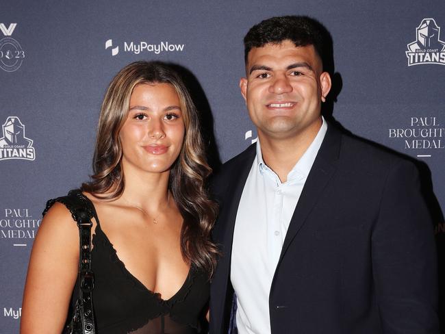 Gold Coast Titans 2023 Paul Broughton Medal Awards Night at The Star. David Fifita & Shaylee Bent.  Picture Glenn Hampson