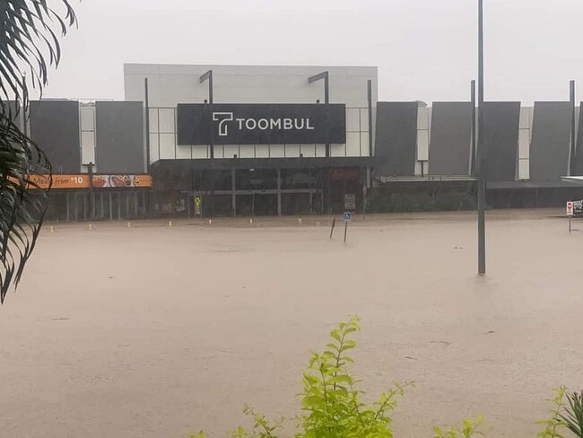 Flood waters at Toombul shopping centre. Picture: Facebook