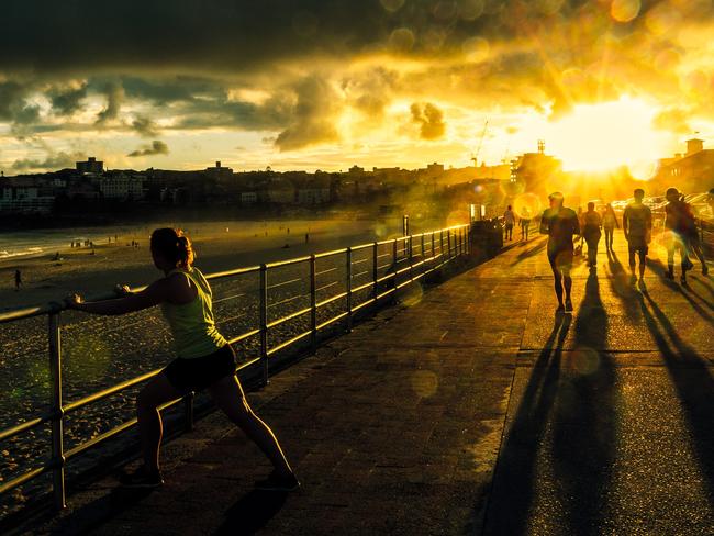 The sun setting on another beautiful day at the world’s most famous beach. Picture: Jonathan Armstrong