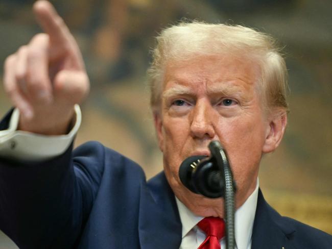 US President Donald Trump speaks in the Roosevelt Room at the White House on January 21, 2025, in Washington, DC. (Photo by Jim WATSON / AFP)