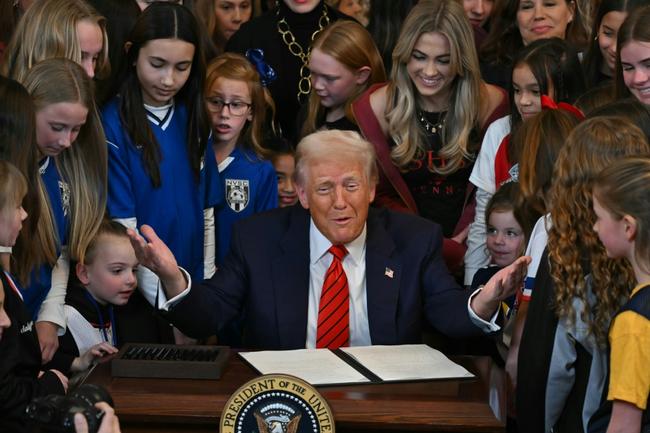 'With this executive order the war on women's sports is over,' US President Donald Trump says