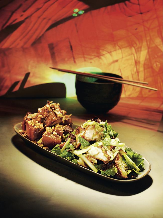 Chin Chin Sydney’s crispy barramundi with green apple salad and caramelised pork. Pic: Supplied