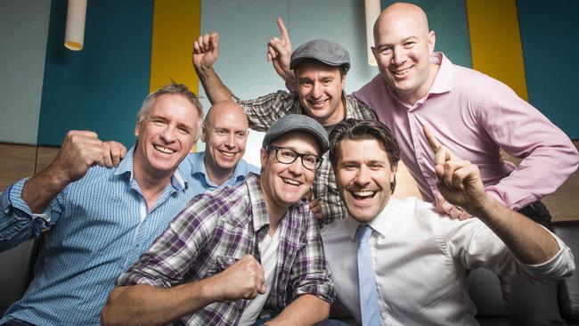 From rags to Melbourne Cup riches. Mates (l to r) Mike Botting, Greg Williams, Sam Brown, Scott Jenke, Adrian Brown and Tim Ashdod, who co-own Prince of Penzance. Picture: Eugene Hyland