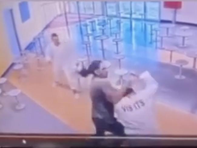 The pair exchanged several blows before the fight was broken up. Picture: Supplied