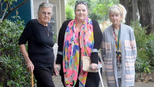 Community members Pat Bolder, Camilla Brown and Diana Morschel-Bateup are concerned about car parks being removed to make way for a cycleway. Picture: Jeremy Piper