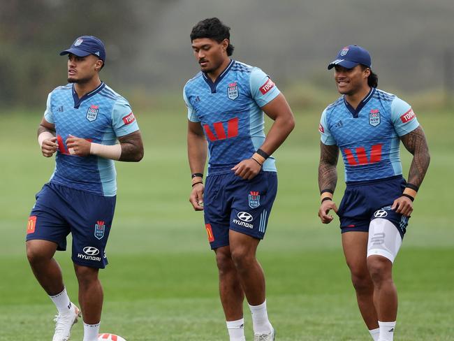Stefano Utoikamanu (C) will be parachuted into the starting side should Payne Haas be ruled out. Picture: Matt King/Getty Images