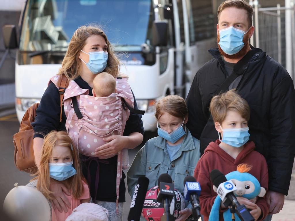 The Ryan Family were free to leave hotel quarantine on Thursday. Picture: NCA NewsWire / David Mariuz