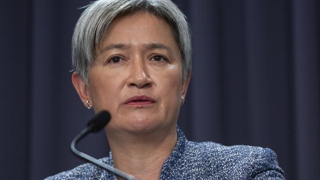 CANBERRA, AUSTRALIA, NewsWire Photos. JANUARY 23, 2024: Foreign Minister Penny Wong, Home Affairs Minister Clare OÃ¢â¬â¢Neil, Deputy Prime Minister Richard Marles and Abigail Bradshaw Head of the Australian Signals Directorate's, Australian Cyber Security Centre hold a press conference in response to Medibank Private cyber attack at Parliament House in Canberra. Picture: NCA NewsWire / Martin Ollman