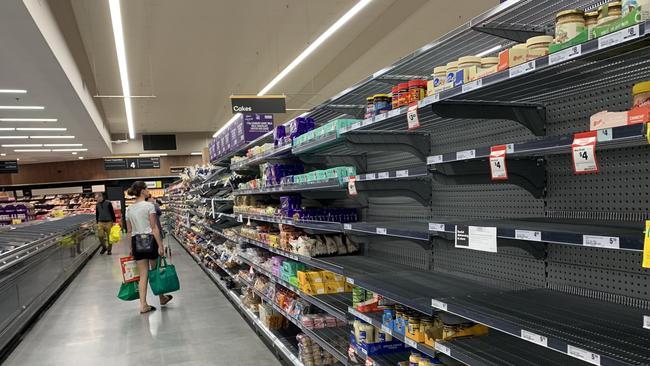 Empty shelves at Woolworths. Picture: John Grainger.