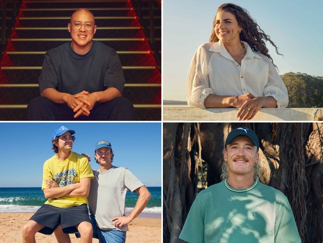 Among the local legends partnering with Destination NSW are, clockwise from top left, chef Dan Hong, Olympian Jess Fox, ultra-marathon runner Nedd Brockmann and comedic duo The Inspired Unemployed. Pictures: NSW Government