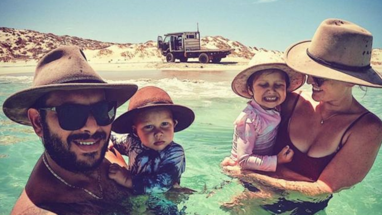 Couple stranded in SA outback: Orios and Lindsey Zavros, his wife Lindsey and children Zoe and Zane.