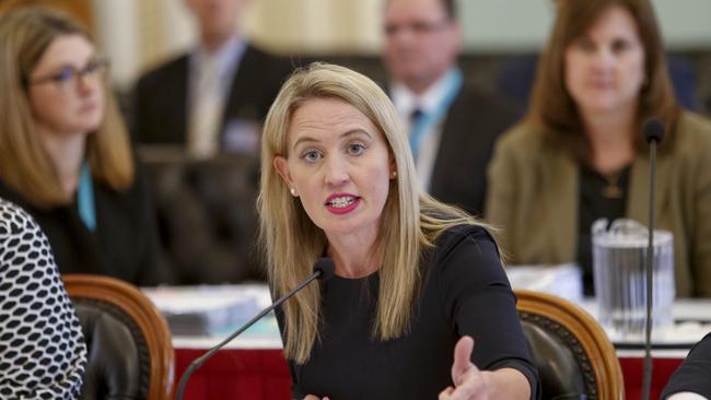 Kate Jones at Estimates — her political base is Brisbane but the Gold Coast will figure in her future. (AAP Image / Glenn Hunt)