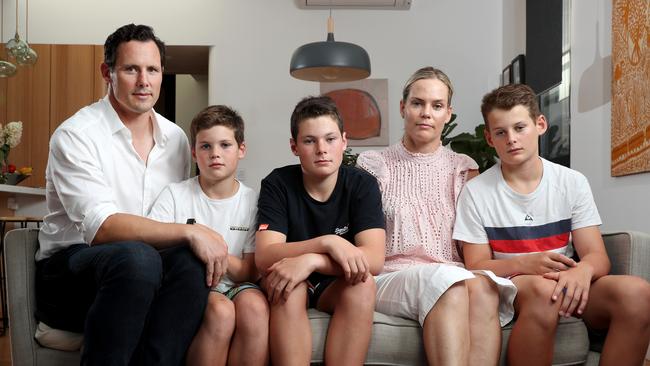 Al Baxter with his wife Jen and their children from left Henry, 10, Finn, 14 and Ed, 13. Picture: Jonathan Ng