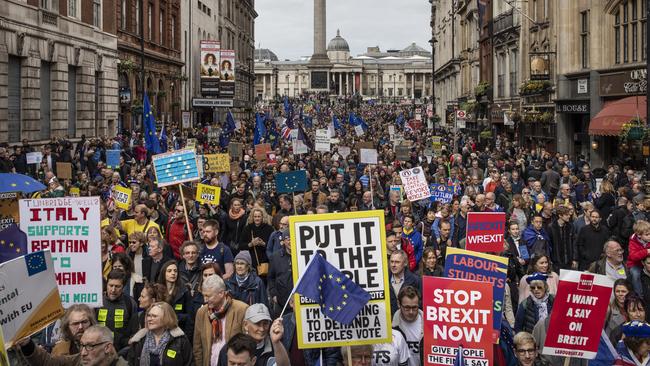 Protesters fill the streets around Whitehall at the weekend. Picture: Getty Images