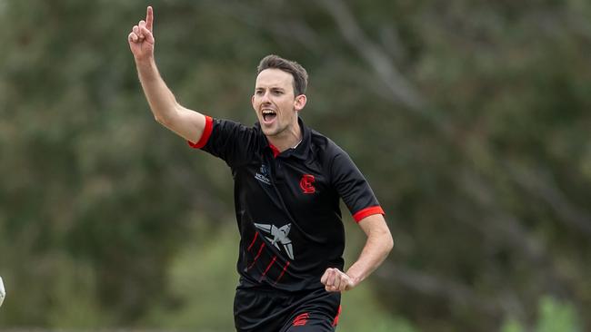 Essendon paceman Louis Cameron takes a wicket. Picture: Arj Giese